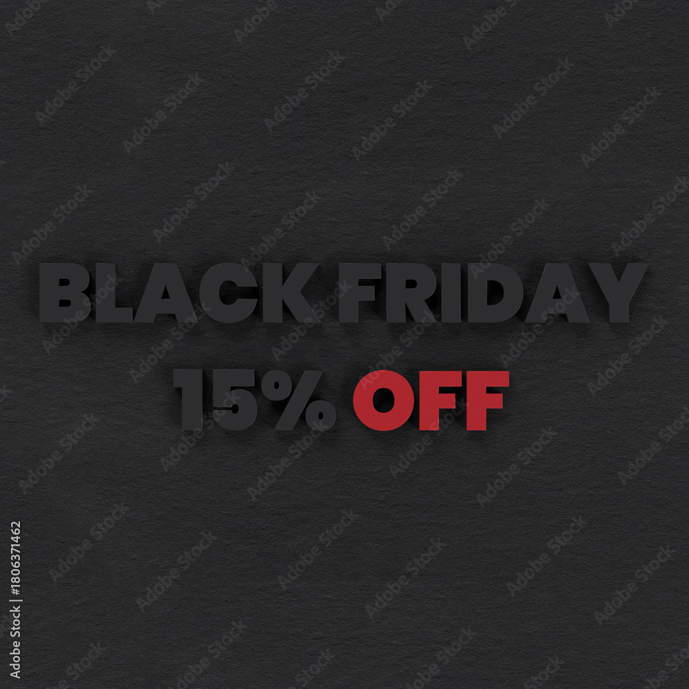 Fototapeta premium Black Friday 15 Percent Discount With Black Paper Background