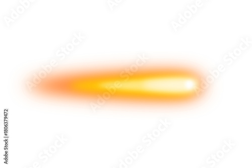 Fast-moving, glowing fireball or comet on a transparent background
