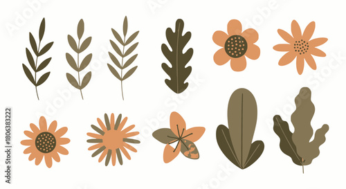 Delightful floral elements creating a fun and cheerful design, perfect for invitations, branding, and spring projects with a cute, modern style