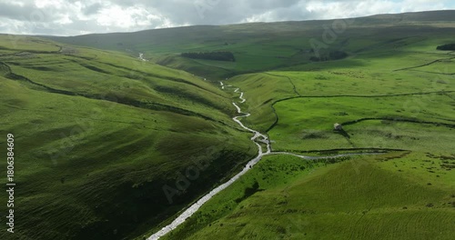 River through a green valley in north Yorkshire