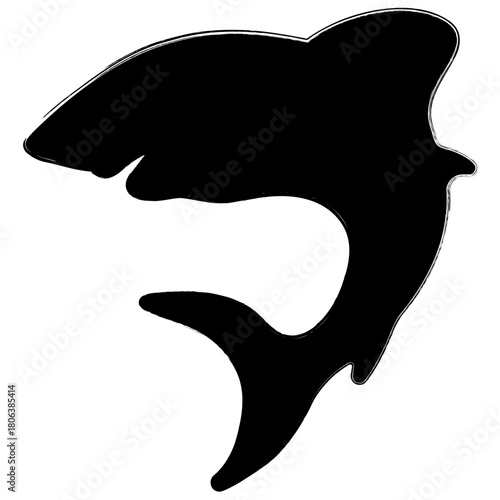 shark icon, brush strokes, vector illustration on white background.