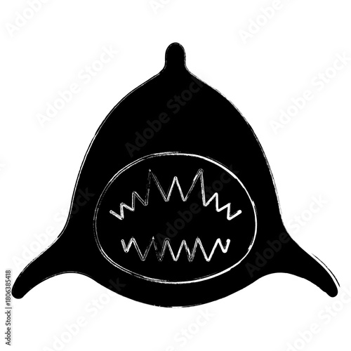 shark icon, brush strokes, vector illustration on white background.