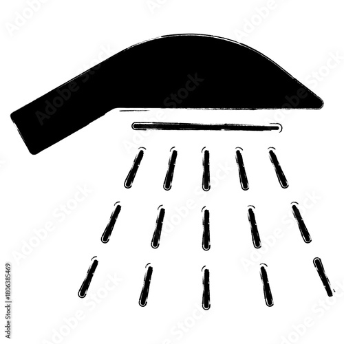 shower icon, brush strokes, vector illustration on white background.