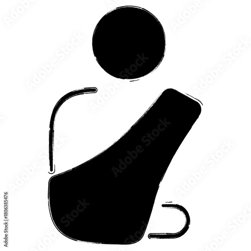 slinga icon, brush strokes, vector illustration on white background.