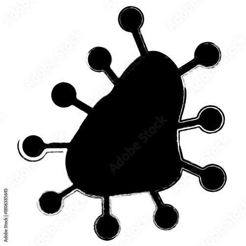 virus icon, brush strokes, vector illustration on white background.