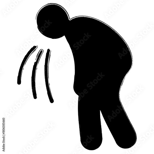 vomit icon, brush strokes, vector illustration on white background.