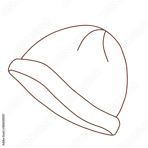 Cozy warm knitted hat doodle clipart. Vector illustration in trendy doodle style isolated on white background. Clothes for winter, New Year and Christmas designs. Exclusive design element, badge, icon