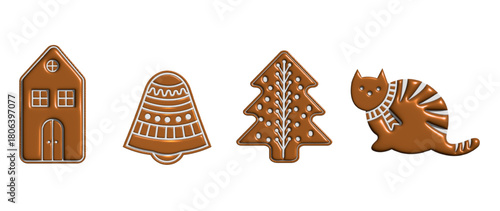 Cute Realistic Christmas Gingerbread Cookies