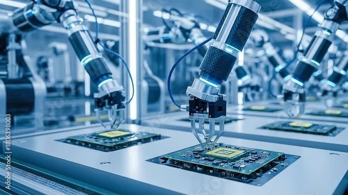 Automated Electronics Assembly Precision Robotics in Manufacturing.