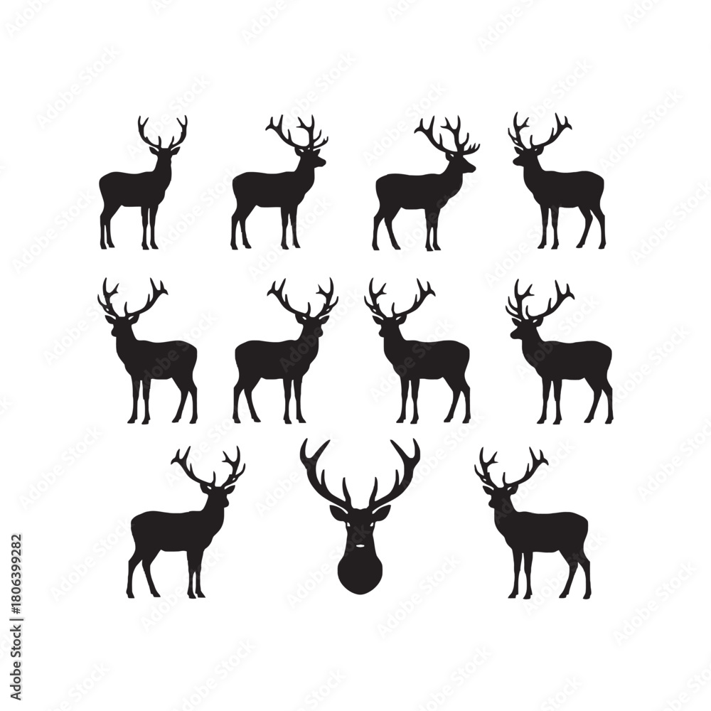 Naklejka premium deer silhouettes set