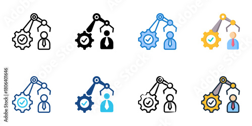 Recruitment automation icon set multiple style collection 
