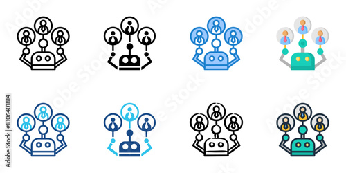 AI Recruitment Technology icon set multiple style collection 
