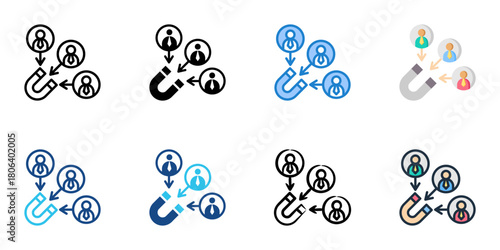 Employee retention icon set multiple style collection 
