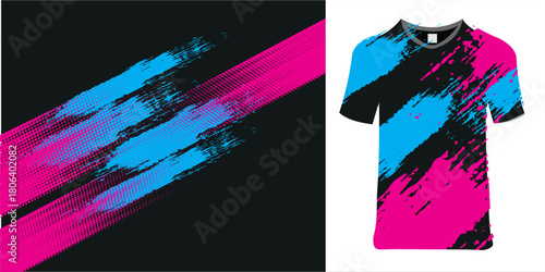 sublimation jersey design grunge brush red black halftone sporty modern racing abstract horror flashy lines esport.eps10