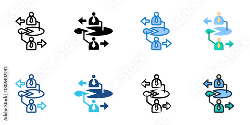 Job turnover icon set multiple style collection 
