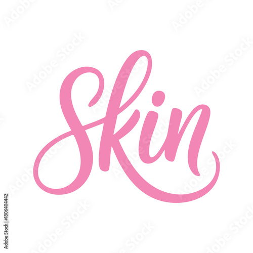 Skin written with a joining script style on a white background with a bold stroke in vector format