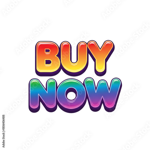 Rainbow gradient glossy buy now button for e-commerce