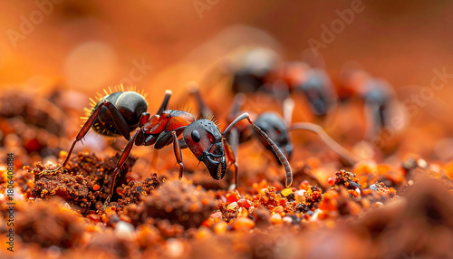 Close-up of ants on sandy ground