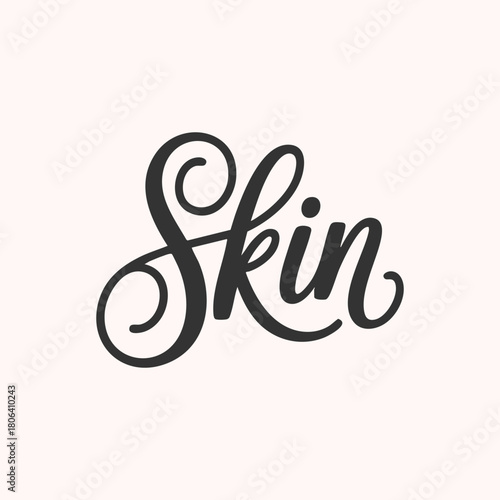 Skin written with a joining script style on a white background with a bold stroke in vector format