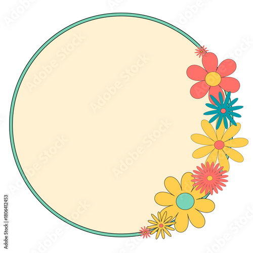 Round frame in retro style vector