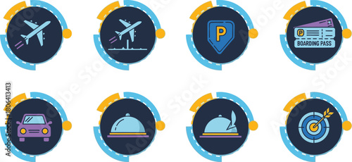 Travel and tourism icons vector illustration for flight booking and vacation planning concept design 100