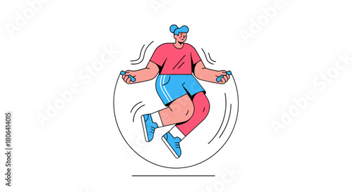 Energetic Person Skipping Rope Illustration - Dynamic Fitness and Exercise Concept