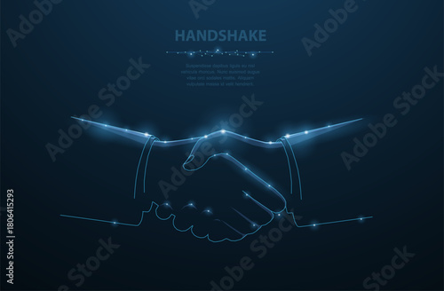 Handshake. Abstract handshake isolated on blue background. Business agreement, teamwork, partnership deal, businessman cooperation, corporate meeting, contract, friendship concept vector illustration
