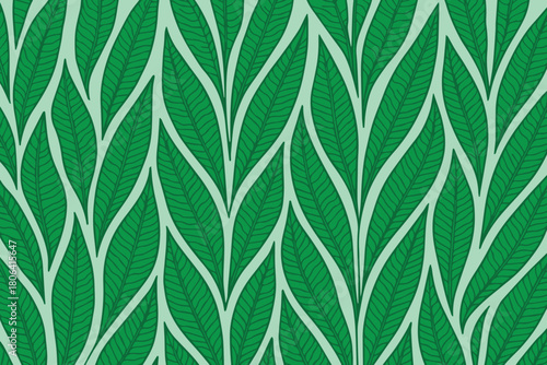 A modern green vector pattern showcasing long Sansevieria leaf motifs, repeated in a harmonious layout that blends organic shapes with a vibrant, nature inspired visual style.