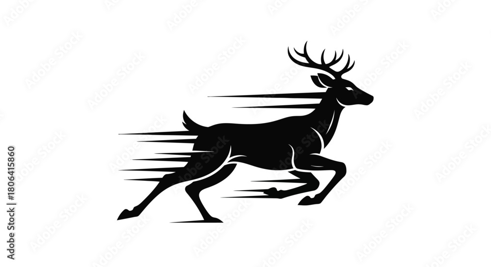 Fototapeta premium Dynamic Running Deer Silhouette with Speed Motion Effect