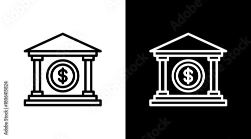 Bank  White Icon Set Design