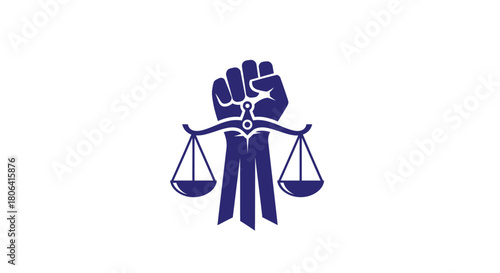 Raised Fist Holding Scales of Justice Symbol