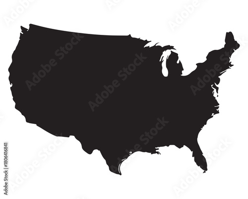  Black silhouette outline map of the contiguous united states of america silhouette