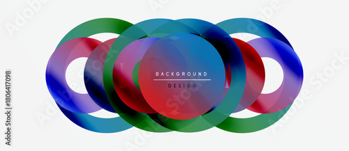 Abstract colorful overlapping circles create dynamic visual. Modern design element for backgrounds, presentations. Bright hues, smooth gradients.