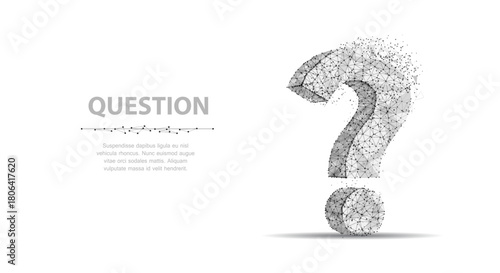 Question mark. 3d abstract vector illustration isolated on white background. Ask symbol. Help support, faq problem, education, confusion, think search concept illustration

