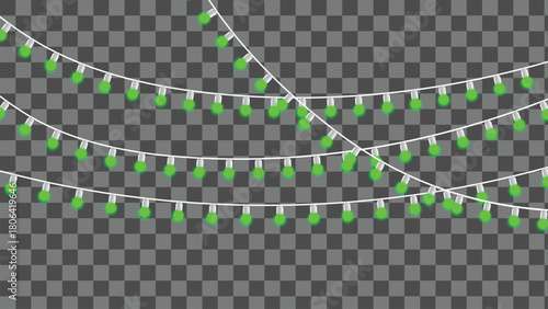 Glowing green string lights festive decoration background design