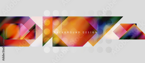 Abstract geometric shapes, vibrant colors, modern design. Gradient patterns create dynamic visual texture. Minimalist style, clean lines.