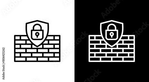 Firewall Shield  White Icon Set Design