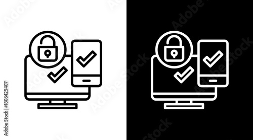 Two Factor Authentication  White Icon Set Design