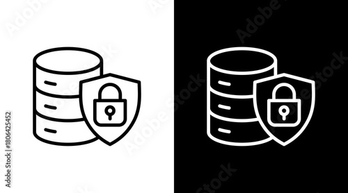 Secure Database  White Icon Set Design