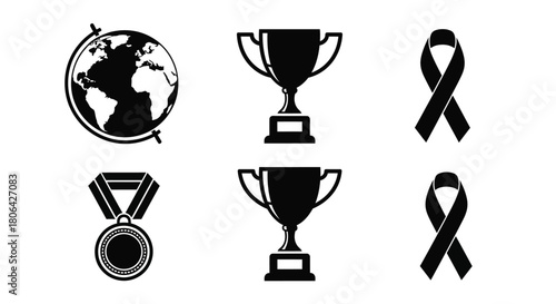 Global achievements and solidarity a collection of symbolic icons displayed