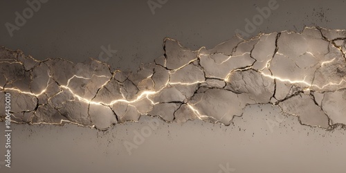 Cracked wall showing wear and tear in modern setting