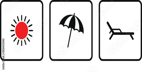 Vibrant summer beach scene with ocean and sun