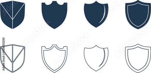Minimalist shield icon set on white background