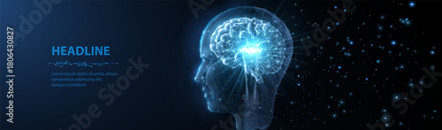 Human head in the form of lightbulb with brain inside. Digital age innovate. Ai technology, artificial mind, brain cognition, digital innovation, Artificial intelligence, Cyber robot, abstract concept