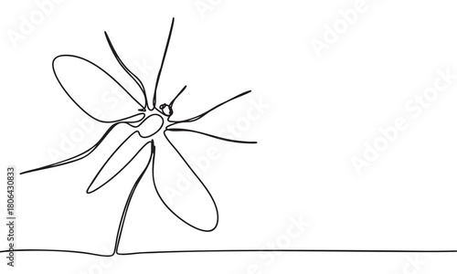 Minimalist Continuous Line Art Mosquito Drawing