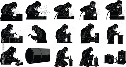 Welder, Welding, Metal, Fabrication, Sparks, Mask, Professional, Industry, Pipe, Work, Safety, Equipment.