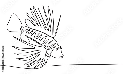 Elegant One Line Lionfish Illustration