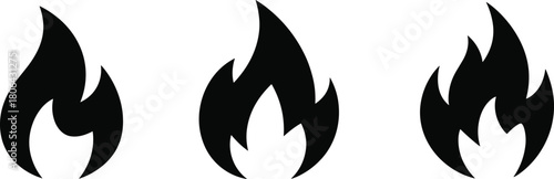 Black flame icon, fire symbol, stylized flame, heat graphic, burning shape, flame silhouette, abstract fire, vector flame, flame design, flame illustration, flame art, flame set, flame collection, 