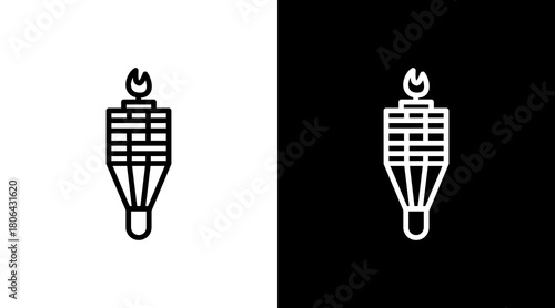 Tiki Torch  White Icon Set Design