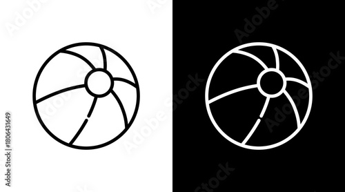 Beach Ball  White Icon Set Design